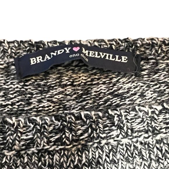 Brandy Melville One Size Navy Blue Marled Knit Pullover Sweater High Low Hem - Picture 9 of 9